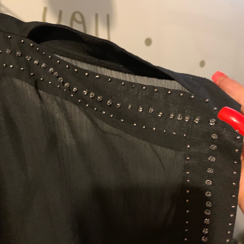 Black Sheer Shirt w/Beading Details